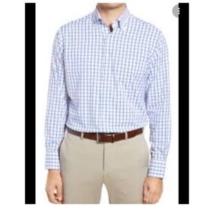 Robert Graham Blue White Gingham Plaid Shirt 38/15